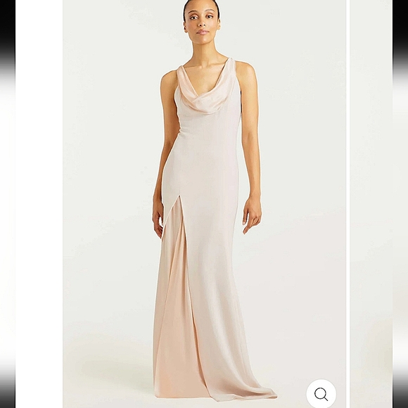 NWT$795 Cinq a Sept Jill Cowlneck Split Leg Gown Dress Maxi Formal in Pearl Sz 6 - Picture 16 of 16